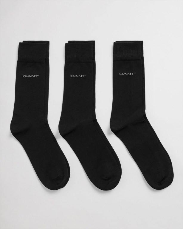 Sosete Barbati Gant 3-Pack Mercerized Bumbac Negrii | kVDjve56SpC