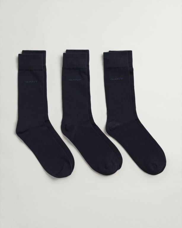 Sosete Barbati Gant 3-Pack Soft Bumbac Albastri Inchis | qiu3U5dSRxz