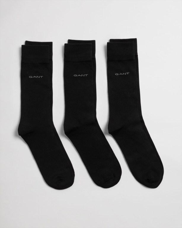 Sosete Barbati Gant 3-Pack Soft Bumbac Negrii | Z6DSDyJmc0O