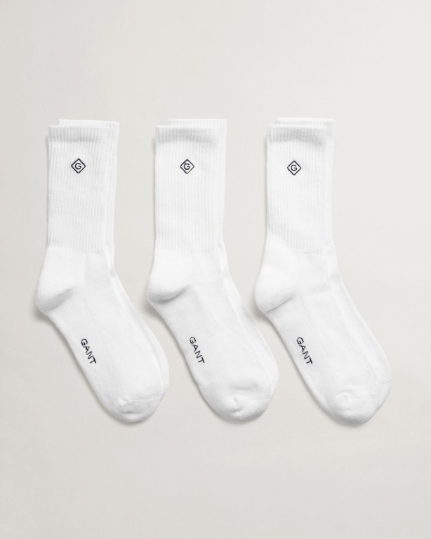 Sosete Barbati Gant 3-Pack Sport Albi | n5NN2Aq6ljw