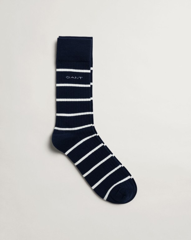 Sosete Barbati Gant Breton Stripe Ribbed Albastri | HHjDR7L37S3