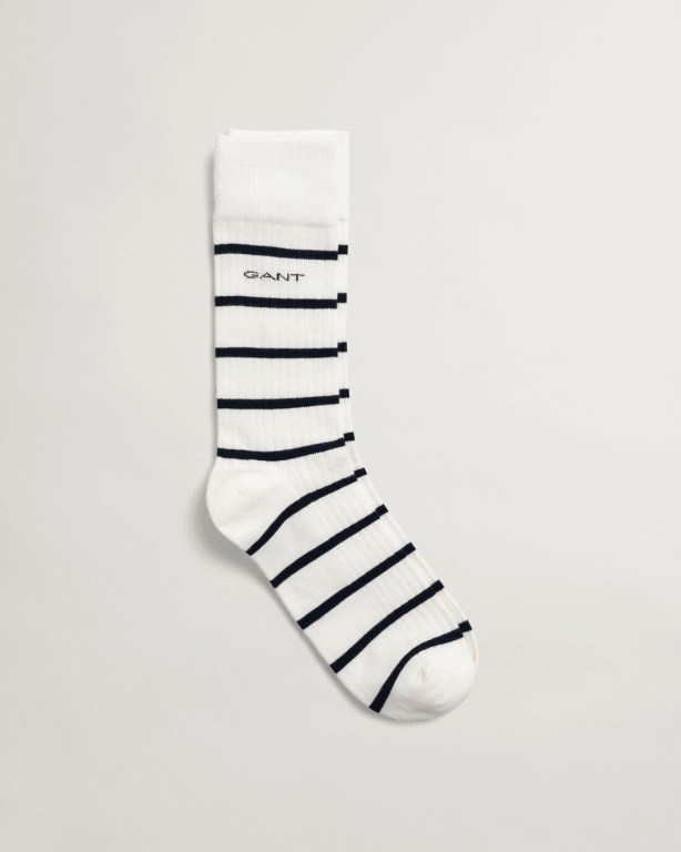 Sosete Barbati Gant Breton Stripe Ribbed Albi | ez8I6wyrhsY