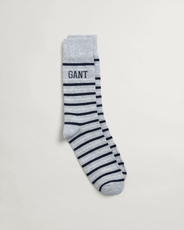 Sosete Barbati Gant Stripe Gri Deschis | mrkv4XOeh3n