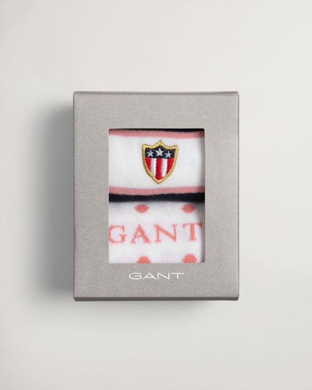 Sosete Dama Gant 2-Pack Banner Shield with Gift Box Albi | XcBzjZwGLsf