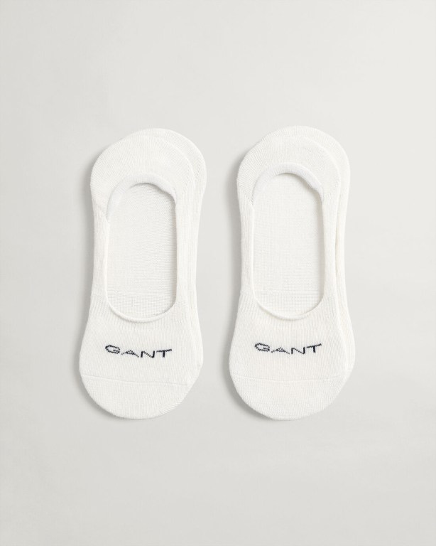 Sosete Dama Gant 2-Pack Solid Invisible Albi | JggNnqR9TLI