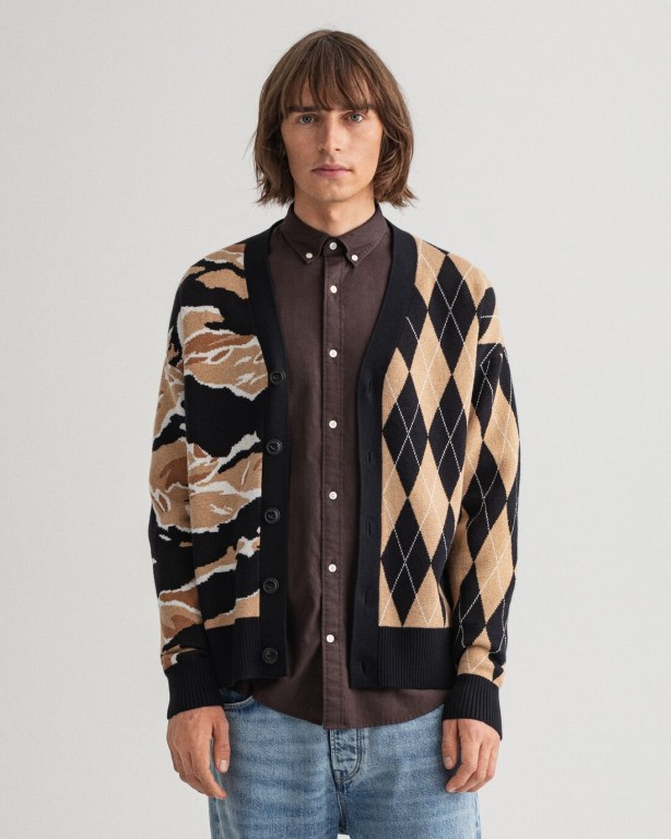Tricotaje Barbati Gant Tiger Camo Cardigan Negrii | xF7zmflF3Dc