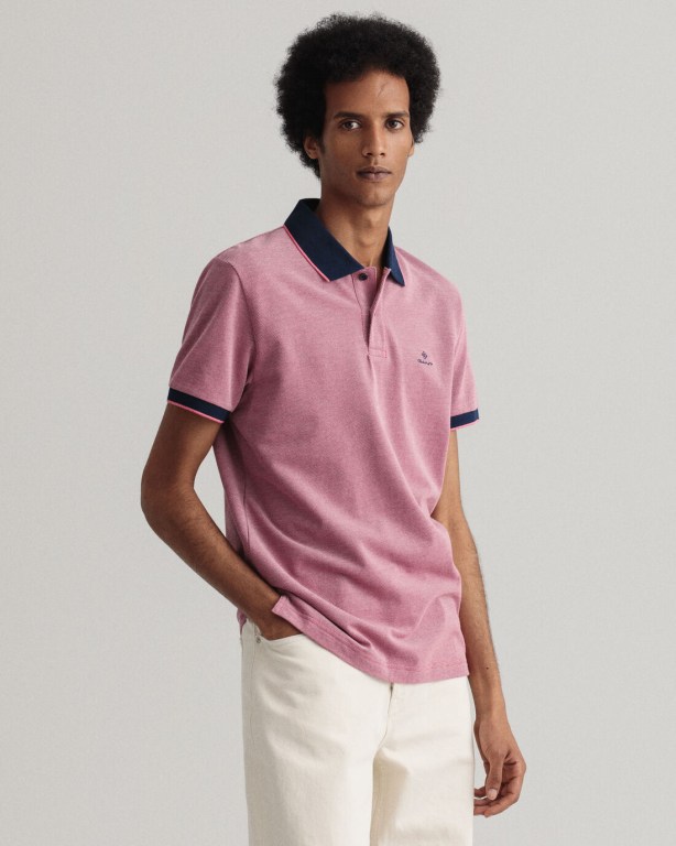 Tricou Polo Barbati Gant 4-Color Oxford Piqué Portocalii Roz | Qrp1TrCep7j