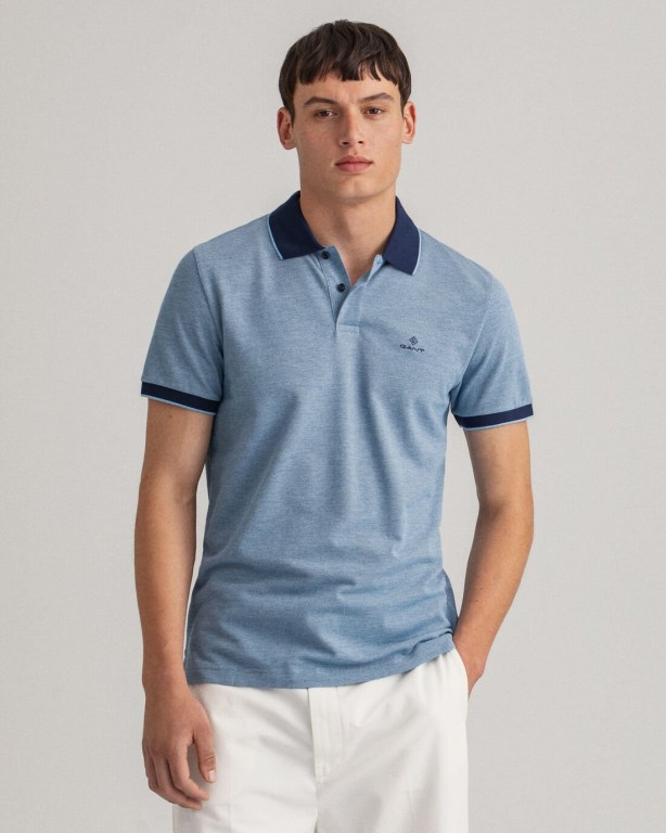 Tricou Polo Barbati Gant 4-Color Oxford Piqué Argintii Albastri | zovxYNaIydK