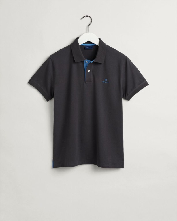 Tricou Polo Barbati Gant Contrast Color Piqué Gri Inchis | D83aXtIOXKn