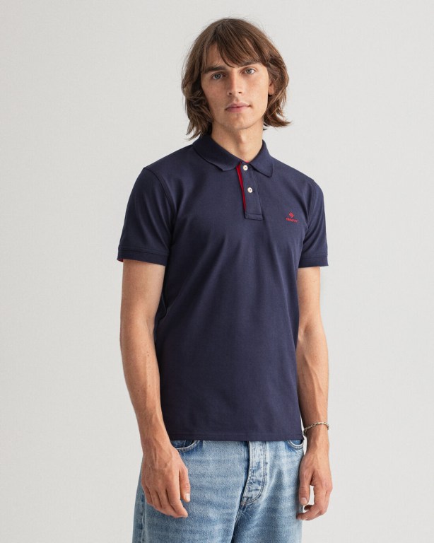 Tricou Polo Barbati Gant Contrast Color Piqué Albastri | wkiTxjcqmPP