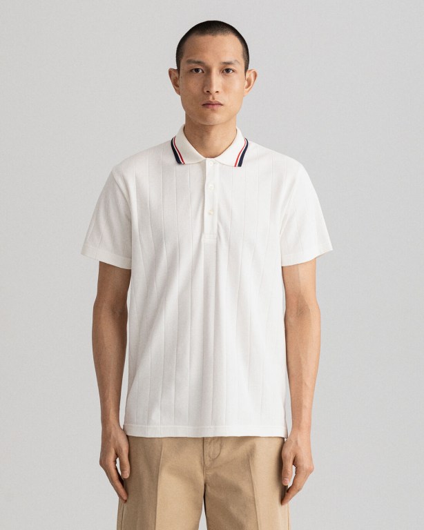 Tricou Polo Barbati Gant Drop Needle Scurte Sleeve Rugger Albi | pm2TQvn4THU