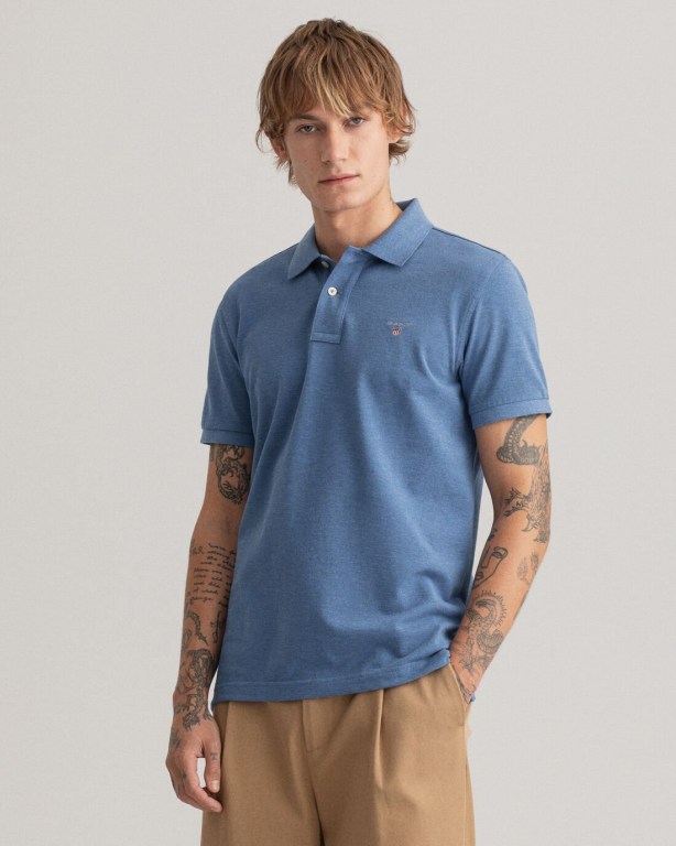 Tricou Polo Barbati Gant Original Piqué Albastri | 0wiusLoTcok