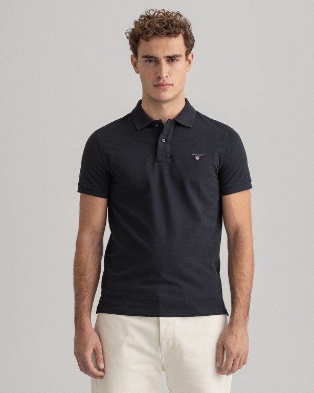 Tricou Polo Barbati Gant Original Piqué Negrii | 1Kqtl0StTv5