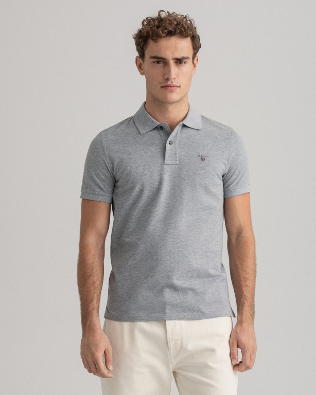 Tricou Polo Barbati Gant Original Piqué Gri | AmePHJGJitc