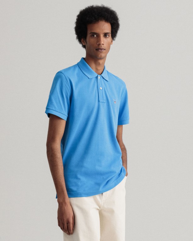 Tricou Polo Barbati Gant Original Piqué Albastri | Tfeto8IId9L