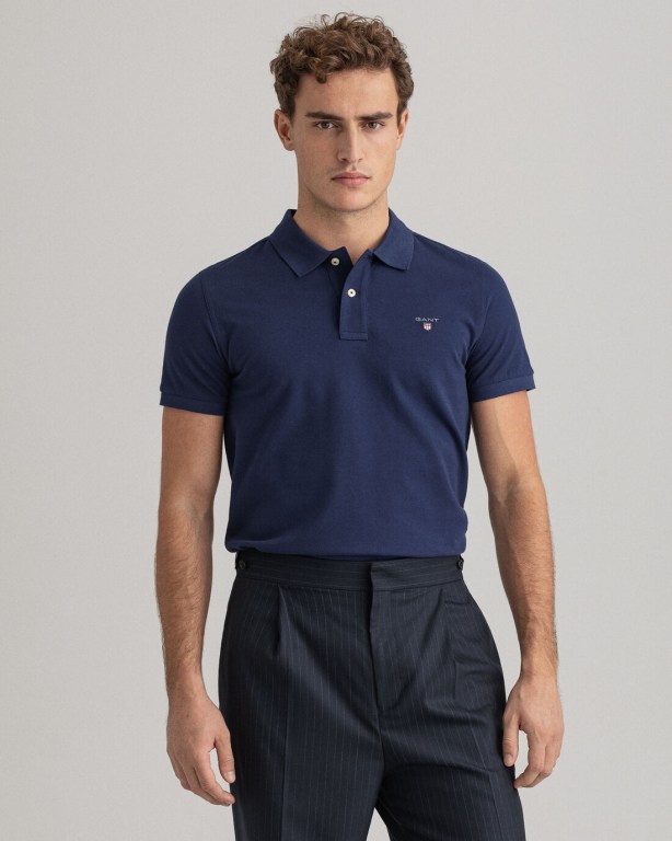 Tricou Polo Barbati Gant Original Piqué Albastri | n1L1i3XVfLs