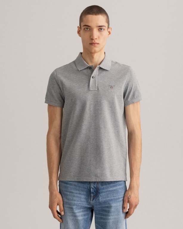 Tricou Polo Barbati Gant Original Slim Fit Piqué Gri | 3CbJZ9LSKye