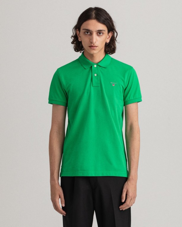 Tricou Polo Barbati Gant Original Slim Fit Piqué Verzi | IHeb1eNyMa4