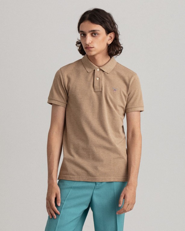 Tricou Polo Barbati Gant Original Slim Fit Piqué Kaki | MzI8AqYPoxJ