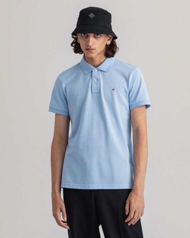 Tricou Polo Barbati Gant Original Slim Fit Piqué Albastri | ZJWMpg5bJiU