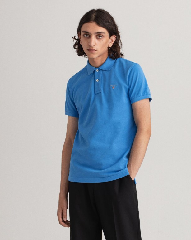 Tricou Polo Barbati Gant Original Slim Fit Piqué Albastri | r0kJUxF8PKC