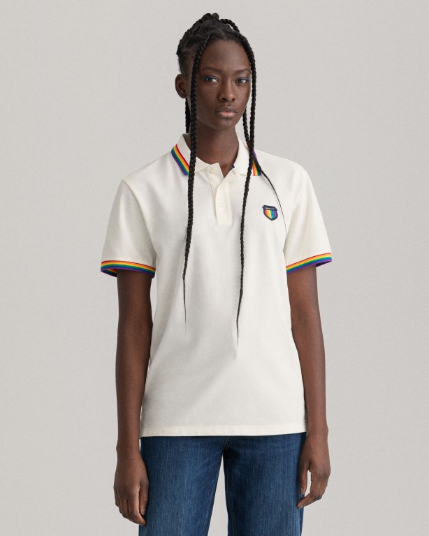 Tricou Polo Barbati Gant Pride Piqué Albi | 883L7qZoRrQ