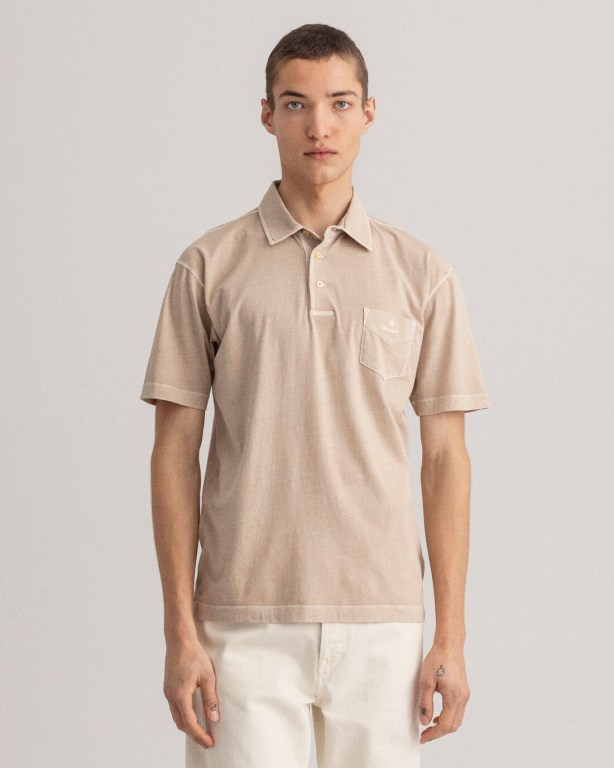 Tricou Polo Barbati Gant Sunfaded Jersey Albi | 3r1boY4byJb