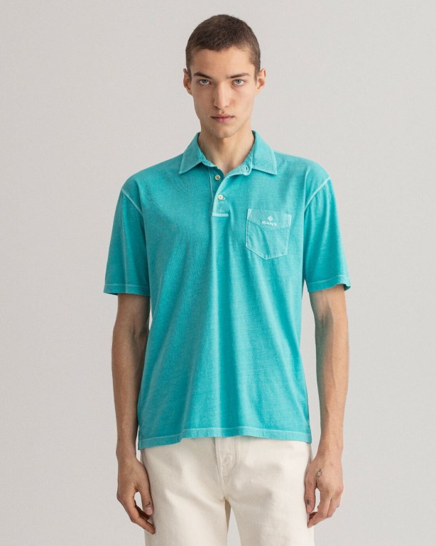 Tricou Polo Barbati Gant Sunfaded Jersey Turcoaz Deschis Verzi | 5z3Mk3tQryM