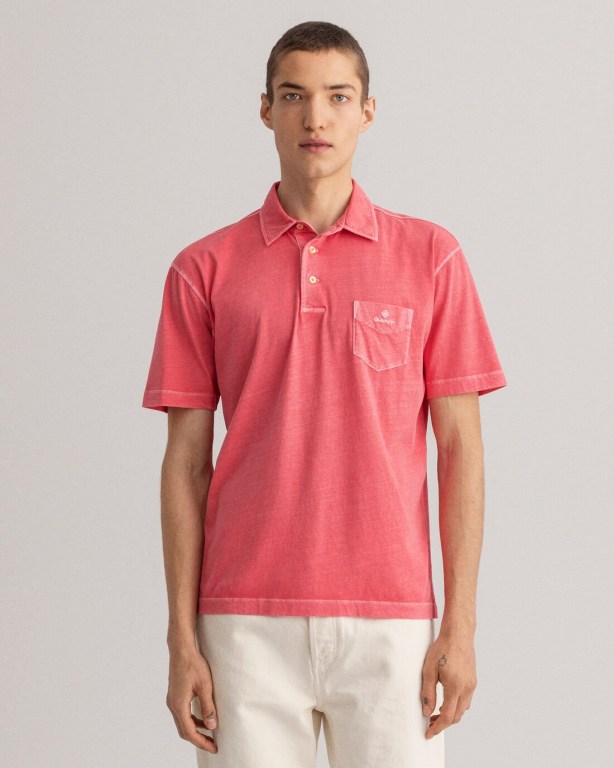 Tricou Polo Barbati Gant Sunfaded Jersey Roz | KGg0r9vtnOg