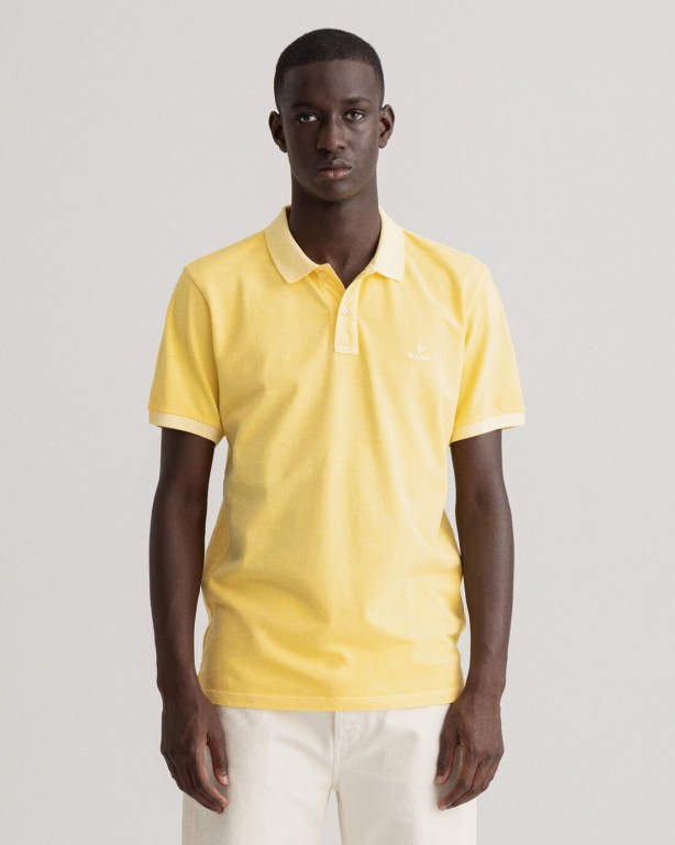 Tricou Polo Barbati Gant Sunfaded Piqué Galbeni | OnOot2yErlq