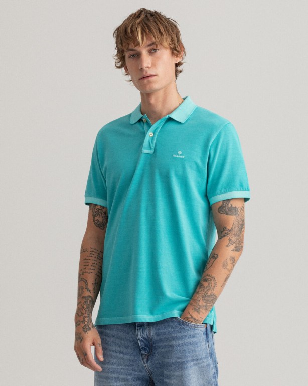 Tricou Polo Barbati Gant Sunfaded Piqué Turcoaz Deschis Verzi | QRsJlmjrFb2