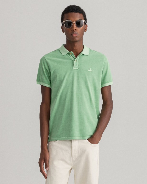 Tricou Polo Barbati Gant Sunfaded Piqué Verzi | aIALoK5a0iD