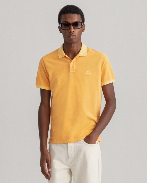 Tricou Polo Barbati Gant Sunfaded Piqué Portocalii | lNRXcJSmKWV