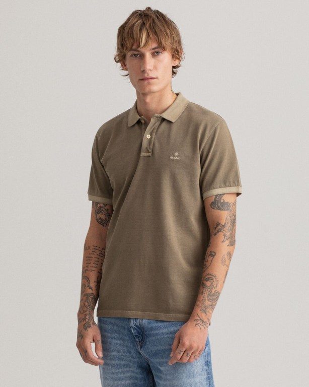 Tricou Polo Barbati Gant Sunfaded Piqué Verzi | qbmk9koZ87o