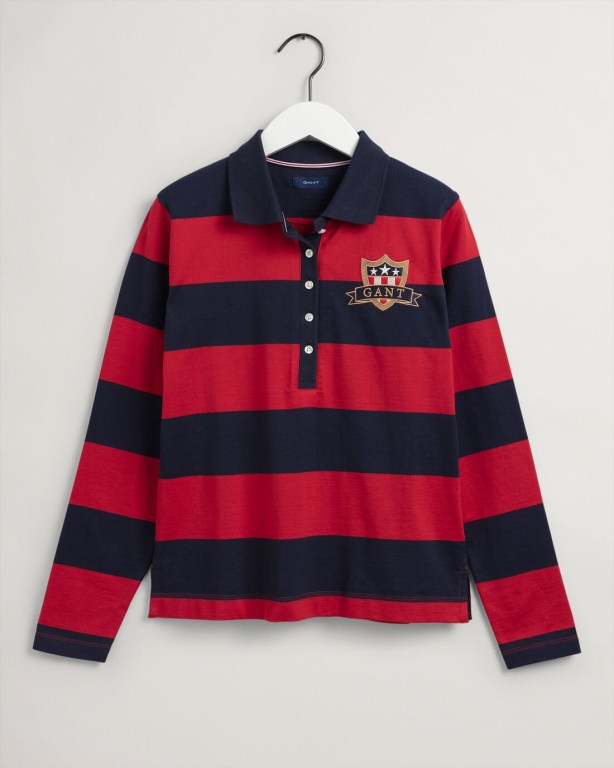 Tricou Polo Dama Gant Banner Shield Long Sleeve Piqué Rosii | 6e9JDrgKwhr