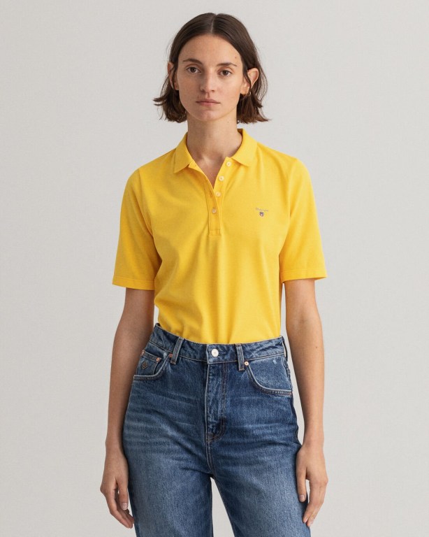 Tricou Polo Dama Gant Original Long-Scurte Sleeve Piqué Galbeni | 2inDaroBAb3