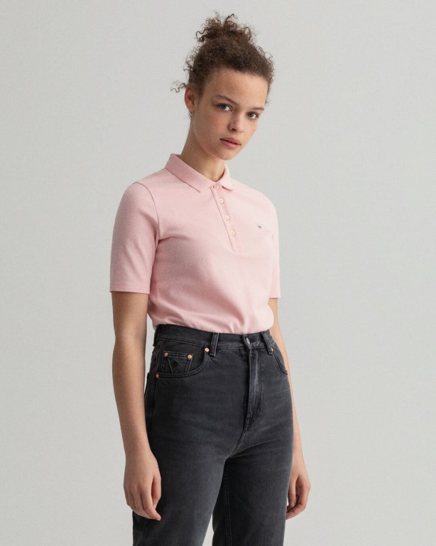 Tricou Polo Dama Gant Original Long-Scurte Sleeve Piqué Roz | mBggNWsYesO
