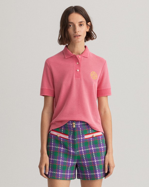 Tricou Polo Dama Gant Rope Icon Piqué Roz | QEm28OWHIUJ