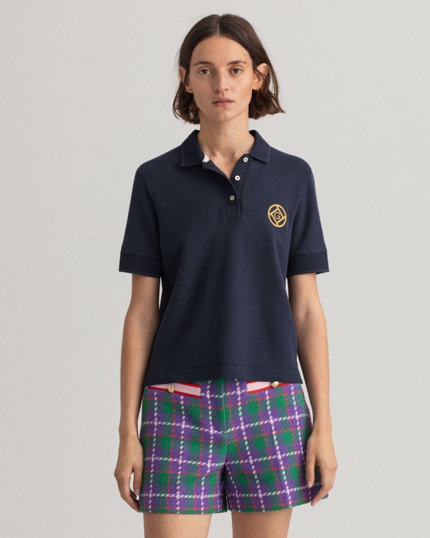 Tricou Polo Dama Gant Rope Icon Piqué Albastri | STNXmNxKv4O