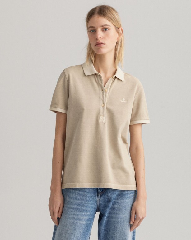 Tricou Polo Dama Gant Sunfaded Piqué Bej | G4hca4z7oFT