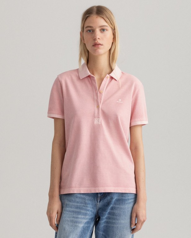 Tricou Polo Dama Gant Sunfaded Piqué Roz | O5whRpHDE8F