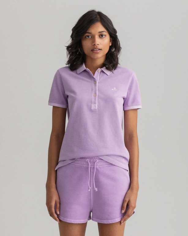 Tricou Polo Dama Gant Sunfaded Piqué Violet | uZ0Mz5WGGMi