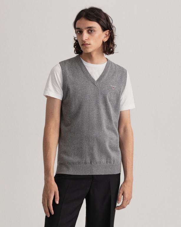 Vesta Barbati Gant Stretch Bumbac Cable Cardigan Gri Inchis | e7gorjQmWer