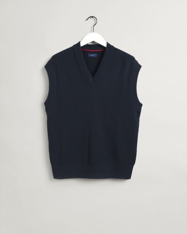 Vesta Barbati Gant Texture Bumbac Cardigan Albastri | g71XwQMi6AF